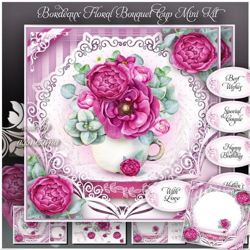 Bordeaux Floral Bouquet Cup Mini Kit