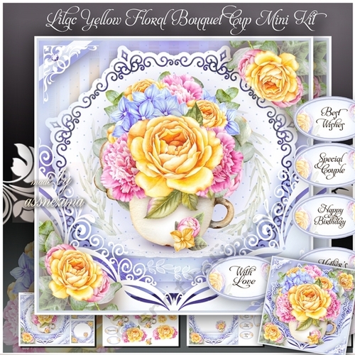 Lilac Yellow Floral Bouquet Cup Mini Kit