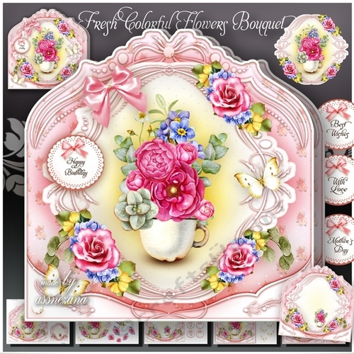 Fresh Colorful Flowers Bouquet Mini Kit