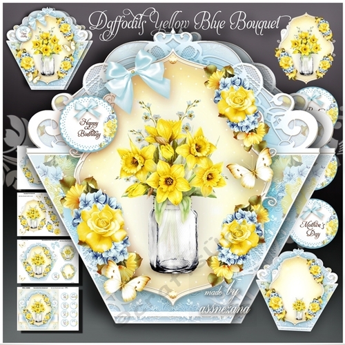 Daffodils Yellow Blue Bouquet Mini Kit