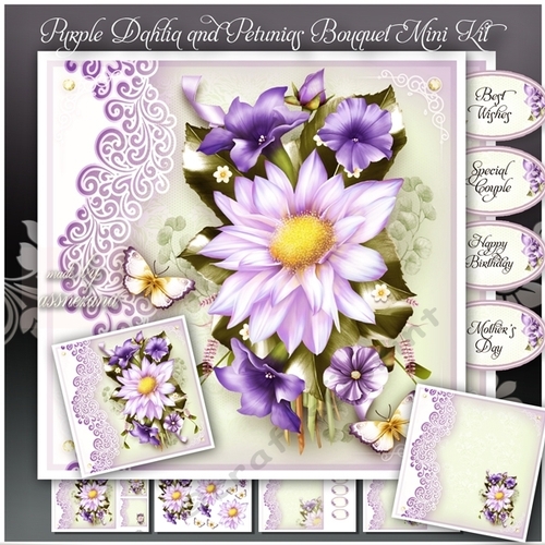 Purple Dahlia and Petunias Bouquet Mini Kit