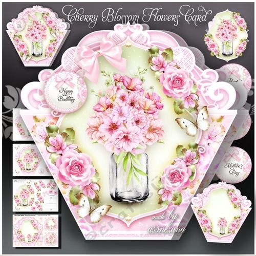 Cherry Blossom Flowers Card Mini Kit