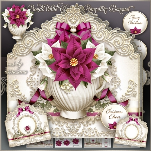 Bordo White Christmas Poinsettias Bouquet Mini Kit