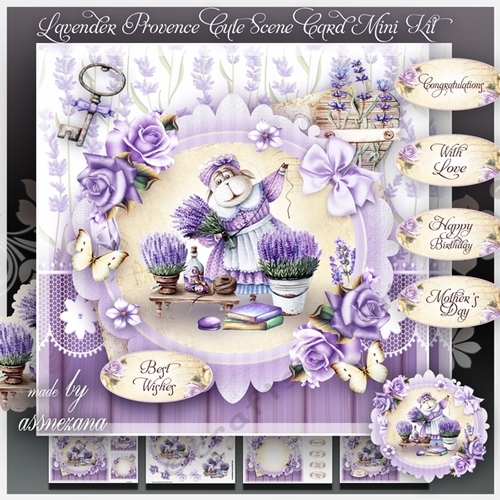 Lavender Provence Cute Scene Card Mini Kit