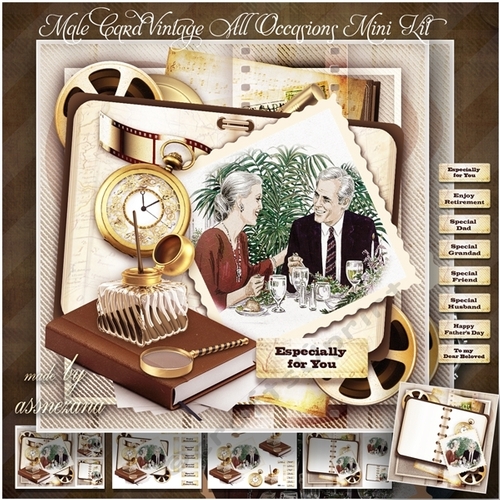 Male Card Vintage All Occasions Mini Kit