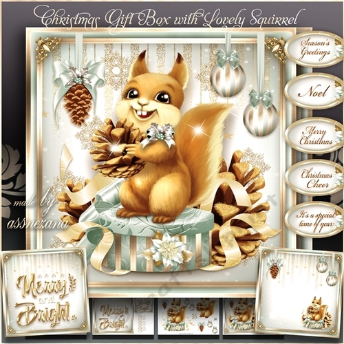 Christmas Gift Box with Lovely Squirrel Mini Kit