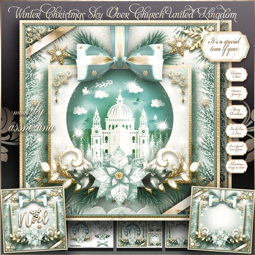 Winter Christmas Sky Over Church United Kingdom Mini Kit
