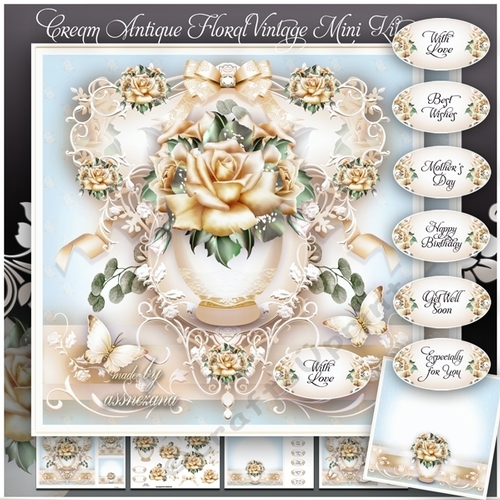 Cream Antique Floral Vintage Mini Kit