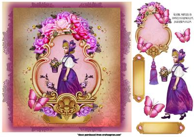 Girl with Rose Petals Card Front