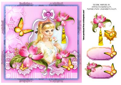 Pretty Pink Dogwood Flower Girl Card Front