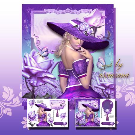 Violet Roses Lady Card Front