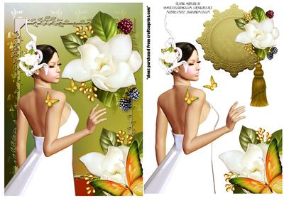 White Magnolia Lady Card Front