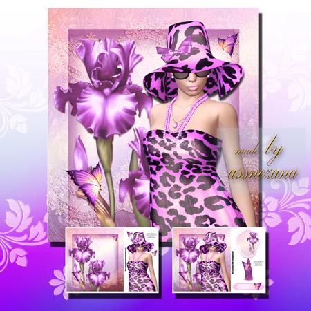 Beautiful Purple Iris Lady Card Front Kit