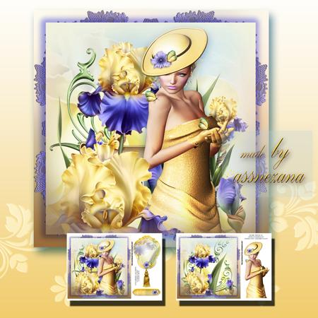 Yellow Iris Lady Card Front