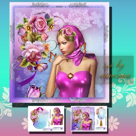 Pink Roses Lady Card Front