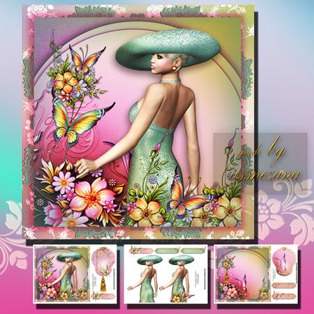 Colorful Lady in the Garden Card Front
