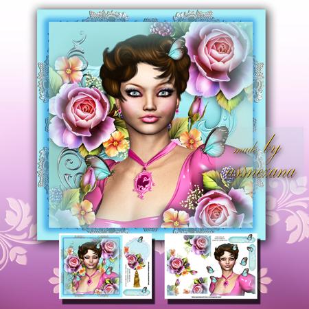 Beautiful Retro Look Lady Card Front
