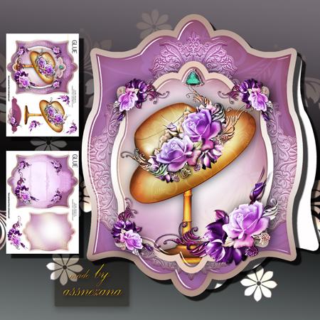 Fashion Lady Hat with Flowers in Tag Card Form