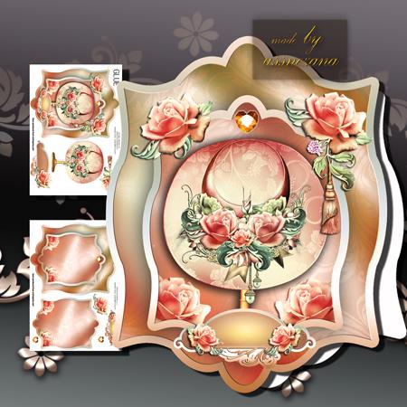 Fashion Orange Lady Hat with Roses in Tag Card Form
