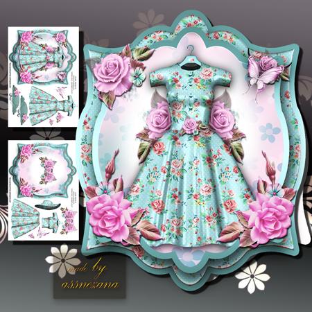 Soft Pastel Silky Floral Dress in Tag Card Form