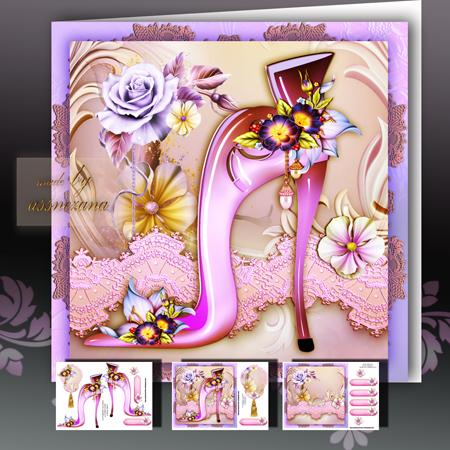 Soft Rose Lady Shoes Card Front