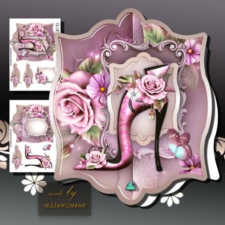 Soft Rose Shoes in Card Tag Form