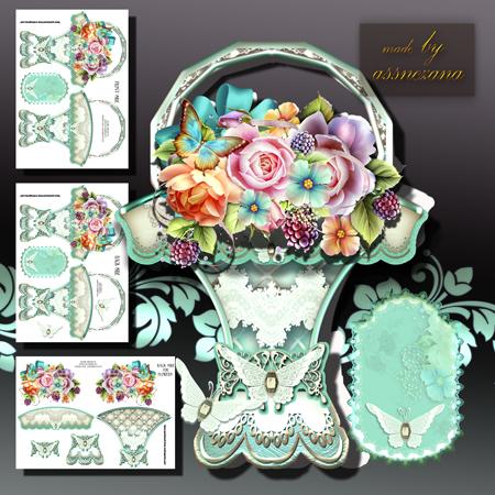 Vintage Basket with Roses