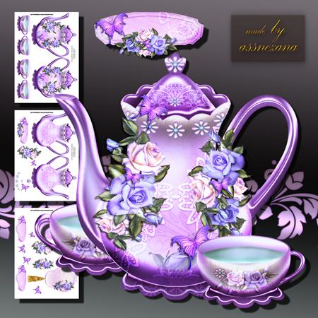 Beautiful Colorful Roses with Teapot