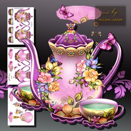 Colorful Flowers with Teapot