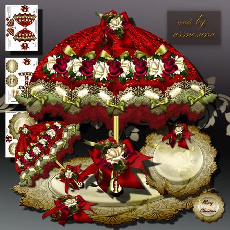 Beautiful Christmas Vintage Umbrella