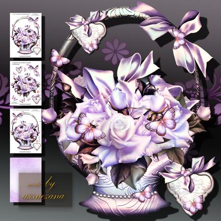 Soft Purple Roses Basket