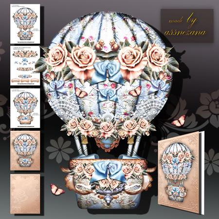 Beautiful Blue Vintage Hot Air Balloon