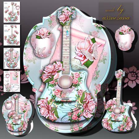 English Roses Decorative Guitar