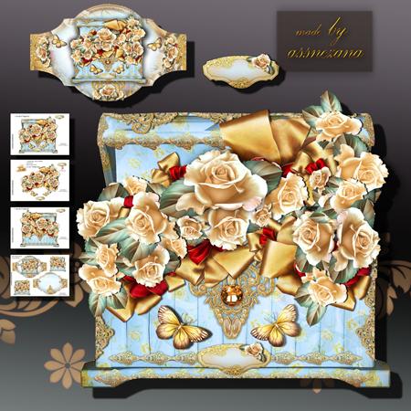 Decorative Vintage Chest with Roses