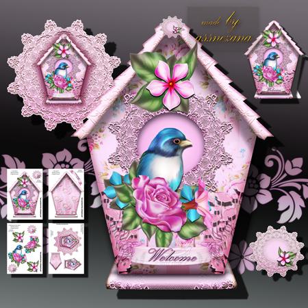 Beautiful Soft Rose Vintage Bird House