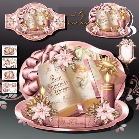 Christmas Gift Book with Soft Rose Poinsettias