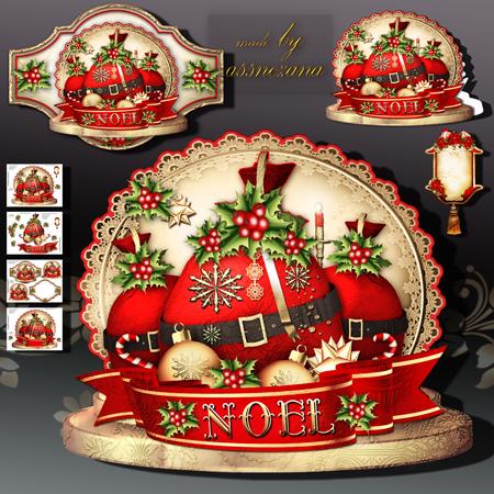 Christmas Santa Gift Bags with Holly Berries