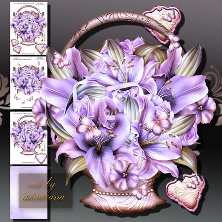 Bouquet of Lilies in a Basket