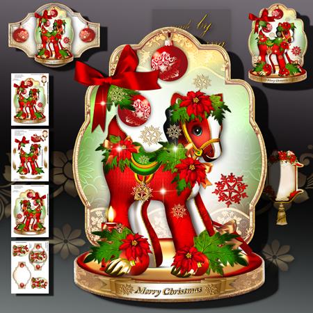 Cute Christmas Horse Toy Card for Kids