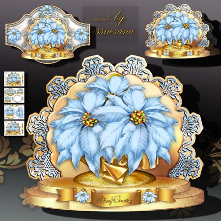 Soft Blue Poinsettias Card