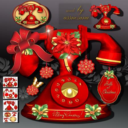 Hello at Christmas Vintage Phone