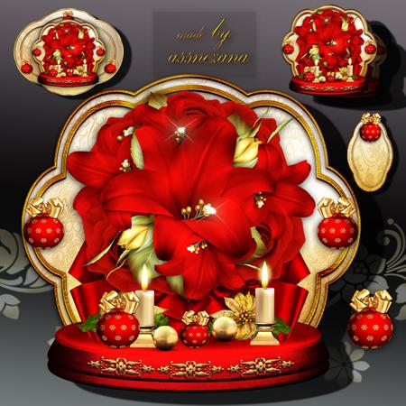 Vintage Red Christmas Lily Decorations