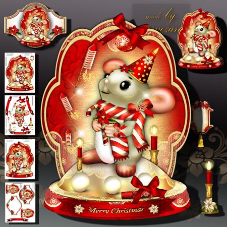 Christmas Fireworks with Cute Mouse