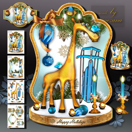 Winter Christmas Holiday Cute Giraffe