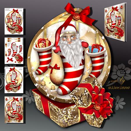 Santa Claus with Few Christmas Stockings