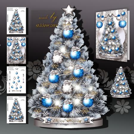Christmas Tree with Silver and Blue Bubbles