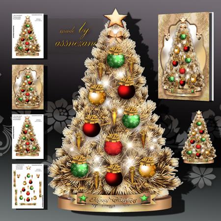 Christmas Golden Tree with Bubbles
