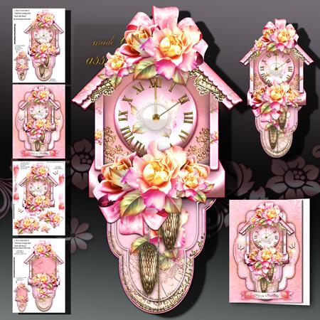 Soft Rose Vintage Wall Clock with Roses