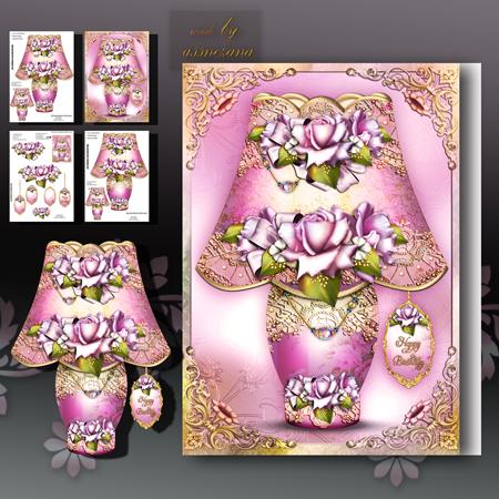 Purple Vintage Lamp with Roses