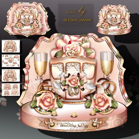 Soft Rose Wedding Invitation with Coach and Roses